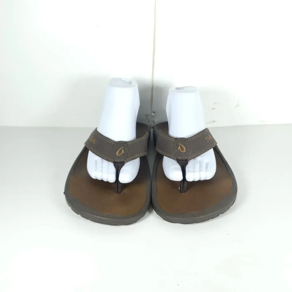 Olukai Men's Ohana US11 Brown Slip On Flat Thong Sandals
